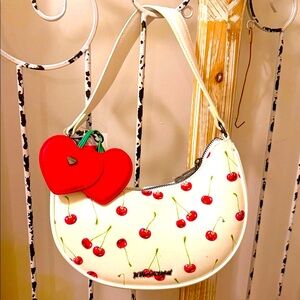 Betsey Johnson White Cherry Print Shoulder Bag
